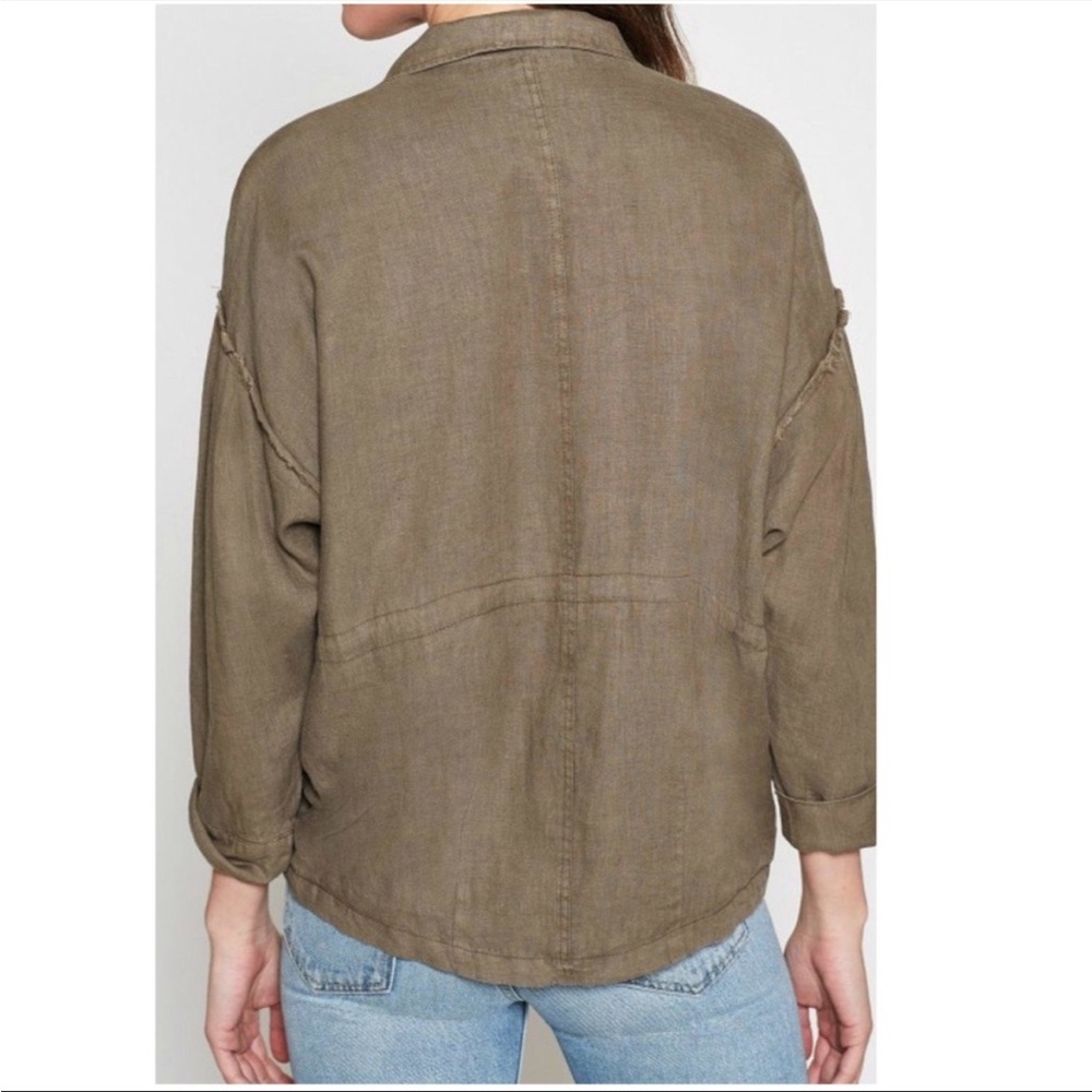 Joie Kendora Linen Cargo Jacket in Fatigue - Picture 3 of 8